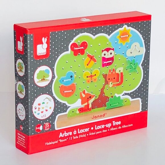 Janod Wooden Lace-up Tree -Hand-Eye Coordination Toy For Age 3+ New in Box - Picture 8 of 15